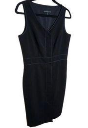 Lafayette 148 Sheath Front Zip Black Sleeveless Knee Length Dress Size 6 Women's