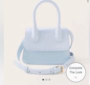 Baby Blue Faux Leather Crossbody Bag