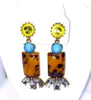 Handmade Multicolor Rhinestone Gem Dangle Earrings