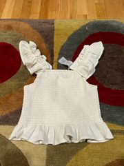 NWT Robertson Rodeo  Roxy Smocked Ruffle Top Cropped Cream Smocked Small