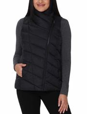 Vest Black Spruce Asymmetrical Pockets Quilted Lightweight Vest L