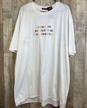 BoohooPride Pronouns Short Sleeve T-Shirt Size XXL White with Multicolor…