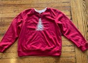 Hasting & Smith Christmas Tree Sweatshirt Red & Silver Sequins Size PL