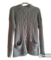 Abercrombie & Fitch A&F Cable Mock Neck Dark Gray Sweater Top 