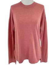 High Low Hem Crewneck Sweater Long Sleeve Pullover Pink Size Medium
