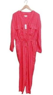 NEW Lou and Grey Women’s Large striped Long Sleeve Buyton Up Pocket jumpsuit