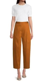 Rebecca Taylor Women's Rust Orange High Rise Cropped Pleated Pant Size 6