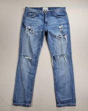 Current/Elliott The Fling Womens Jeans Sz 27 Super Loved Destroy Straight Denim