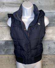 Down Feather Puffer Vest Size Medium Juniors Runs Small Navy