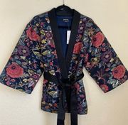 NWT Bebe Jacquard Belted Kimono Size Small floral tapestry