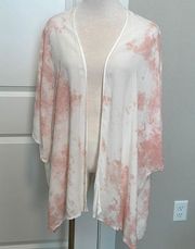 Gentle Fawn pink/white tie dye kimono O/S