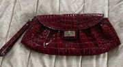 Vintage New York & Company Cherry Red Crocodile Wristlet Clutch