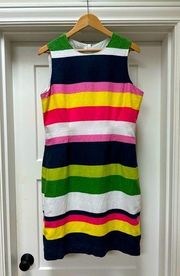 Hobbs London color block flax linen sleeveless midi dress size UK 14/US 10 EUC