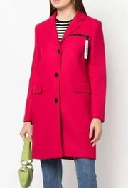 NWT Love Moschino Elegant Red Wool Blend Coat with Logo Detail Size IT 44| Large