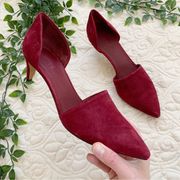 Vince Celeste D'orsay Heels Pumps Red Suede Sz 8