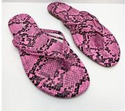 14Th & Union Womens Size 6 Pink Black Faux-leather Snake Embossed Flip-flop Sand