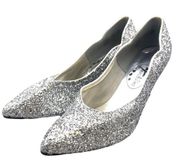 Touch Ups Silver Glitter Stiletto Pumps Formal Closed Toe Heels Size 8.5 Prom