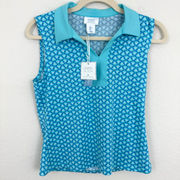 Sigrid Olsen Women Golf & Tennis Active Sleeveless Polo UPF 50 Shirt Blue Size S