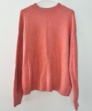 & Other Stories Long Sleeve Crew Neck Pullover Wool Blend Sweater in Peachy