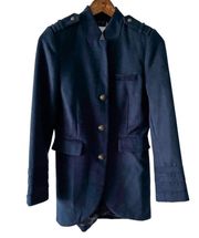 BB Dakota long line military style blazer jacket navy blue & gold size XS/S