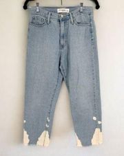 Just Black Denim Womens Cotton Mid-Rise Cropped Jeans Blue Bleach Washed Size 27