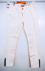 Soft White Ankle Side Zippers Cropped Jeans Size 27.