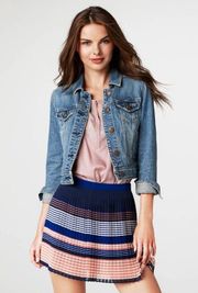 Y2K AEO Multistripe Pleated Mini Skirt