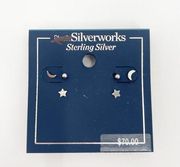 BELK Silverworks Earrings Studs Mini Stackable NWT Stars Moon Sterling Silver