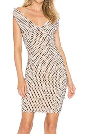 Nude Mesh Polka Dot Wide Shoulder Dress - XS