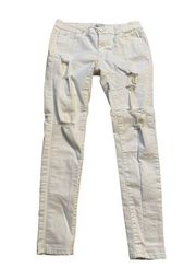 Wax Jeans Los Angeles Distressed White Jeans Size 13 Juniors