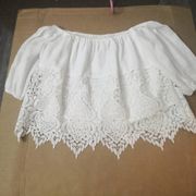 American Rag Cropped White Lace Top