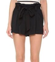 NWT L'AGENCE Alex Paperbag Tie Zip High Waist Shorts Pockets 2 Black #1678