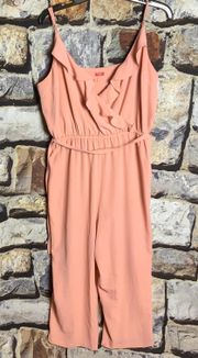 Peach Jumpsuit w Ruffled Neckline Wm L?