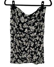 Abound Black Dainty White Floral Ruched Front Skirt