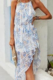 Flower Print Long Sleeve Dress For Summer