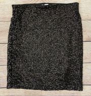 Divided Sequin Embellished Mini Skirt Black Small