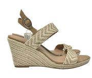 Old Navy Open Toe Braided Straw Boho Espadrille Wedge Sandals Tan Size 10