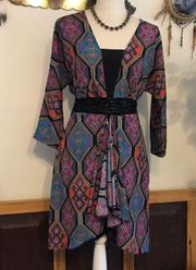 geometric print silk summer dress