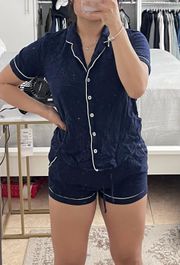 Pajama Set Navy Blue/White