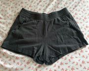 Aerie Lumberjane Dark Charcoal Grey High Waisted Cuffed Sweat Shorts Size Large