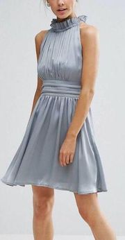 Ruched Pleated Mini Skater Dress