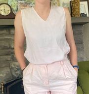 Vintage Liz Claiborne brushed Silk pale blush rosey pink tank v neck