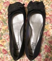 Decree black nubuck bow flats