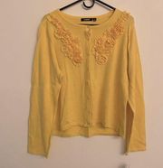 NWT Macy’s Elementz Yellow Ruffle Front Button Down Cardigan