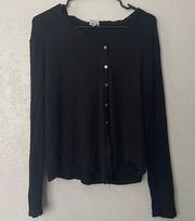 A new day black button down v neck top