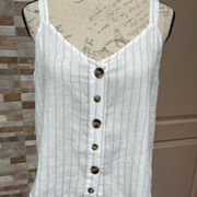 Mango NWT Cotton Button Down Top White with Stripes Sz L