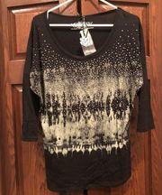 Maurice's NWT MAURICE PREMIUM 3/4 SLEEVE RHINESTONES DOLMAN TOP