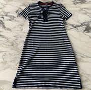 Petite Striped Fitted Lace Up Dress