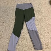 Aerie  chill play move high rise leggings colorblocked green and lavender size m