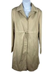 Calvin Klein Knee Length Beige High Waist Half Tie Rain Trench Jacket M